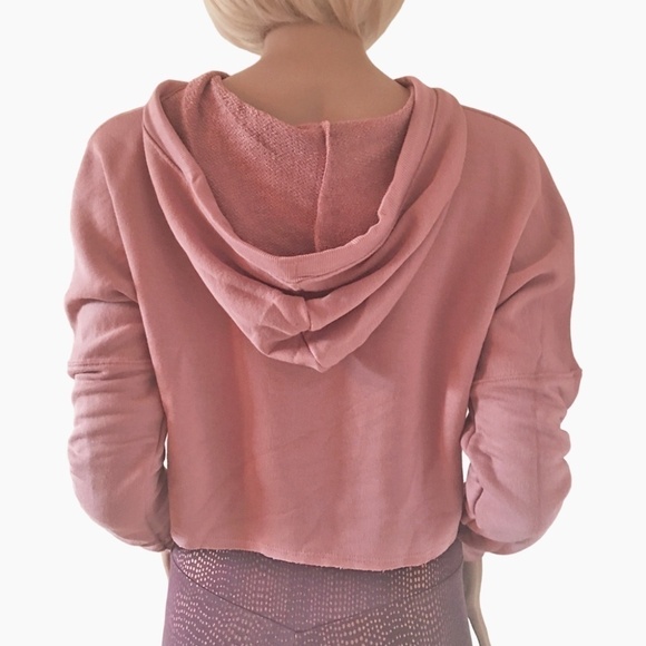 SPLENDID Rayon Blend Pink Crop Pullover Hoodie Activewear Yoga Fitness Street - Picture 4 of 14